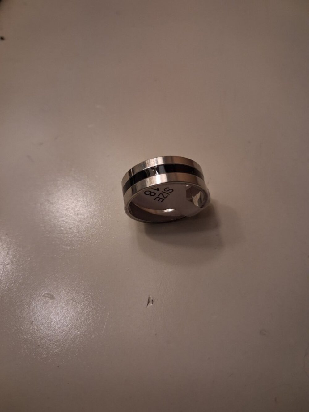 Men's Black Striped Band Ring Size 18 - Bold Wide Band Statement Ring - NEW